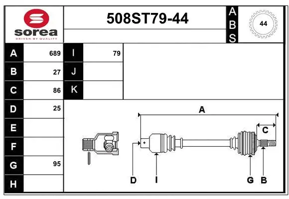 Arbre de transmission STARTCAR 508ST79-44