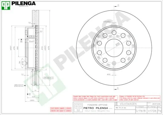 Disque de frein PILENGA V1708