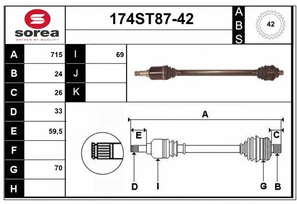 Arbre de transmission STARTCAR 174ST87-42