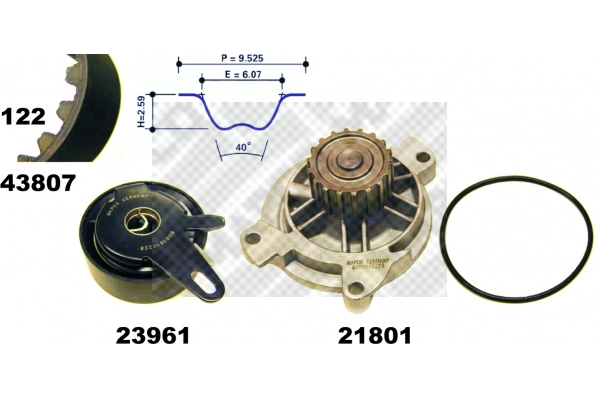 Pompe à eau + kit de courroie crantée MAPCO 41839