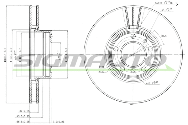 Disque de frein SIGMAUTO DBB202V