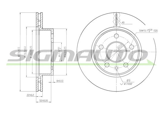 Disque de frein SIGMAUTO DBA860V