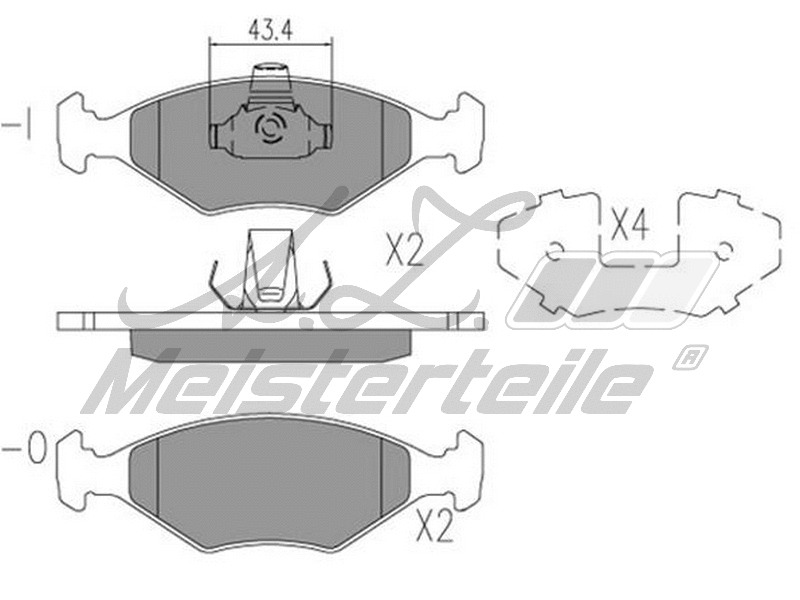 Kit de plaquettes de frein, frein à disque A.Z. Meisterteile AZMT-44-022-2043