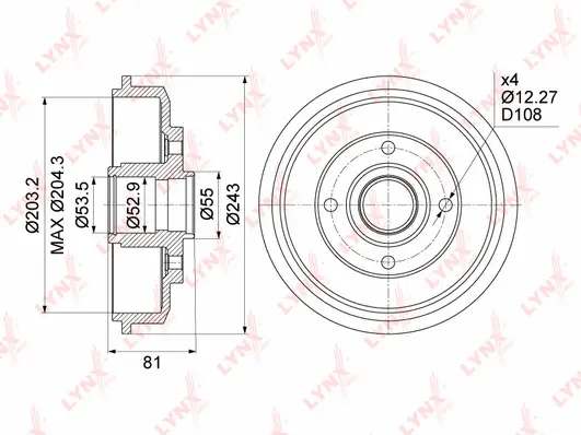 Tambour de frein LYNXAUTO BM-1040