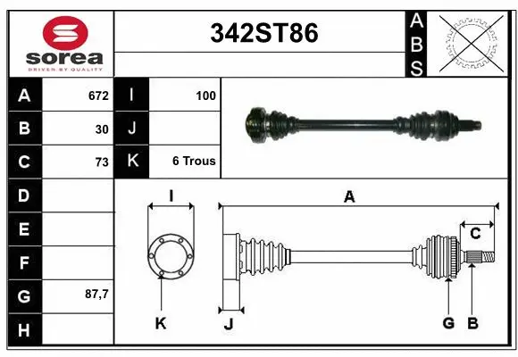 Arbre de transmission STARTCAR 342ST86