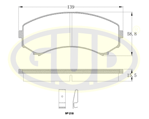 Kit de plaquettes de frein, frein à disque G.U.D. GBP039600