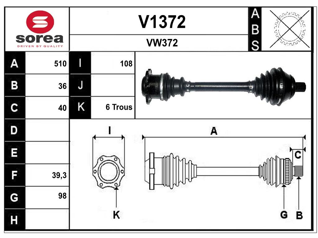 Arbre de transmission SNRA V1372