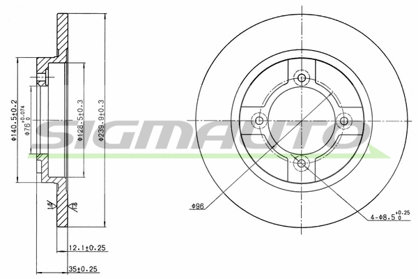 Disque de frein SIGMAUTO DBA064S