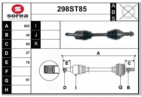 Arbre de transmission STARTCAR 298ST85