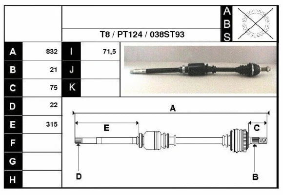 Arbre de transmission Technika 28038