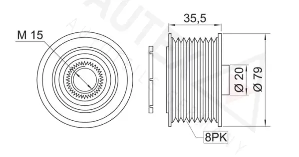 Poulie roue libre, alternateur AUTEX 654200