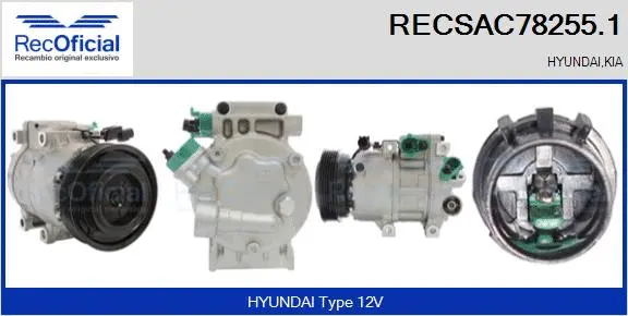 Compresseur, climatisation RECOFICIAL RECSAC78255.1