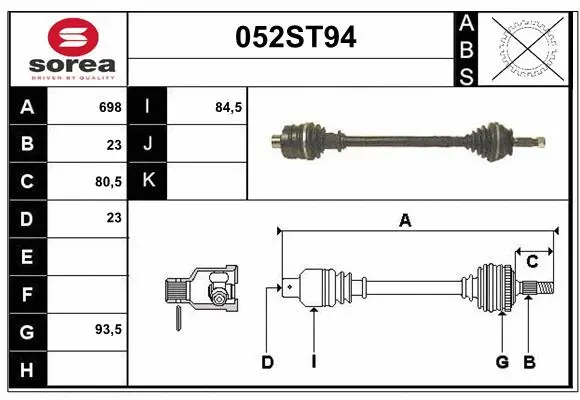 Arbre de transmission STARTCAR 052ST94