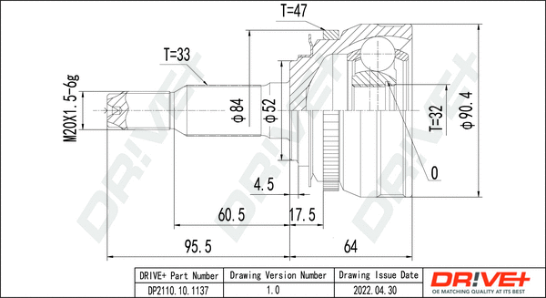 Jeu de joints, arbre de transmission Dr!ve+ DP2110.10.1137