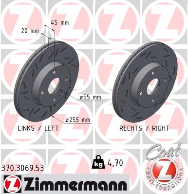 Disque de frein ZIMMERMANN 370.3069.53