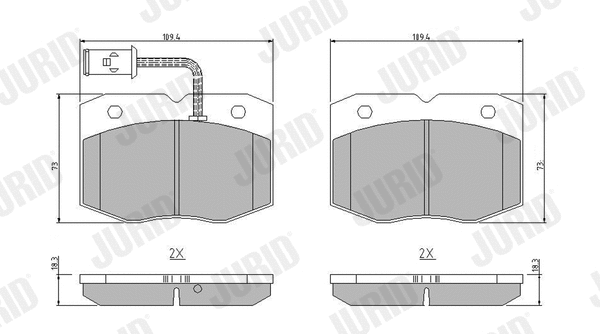 Kit de plaquettes de frein, frein à disque JURID 571416J
