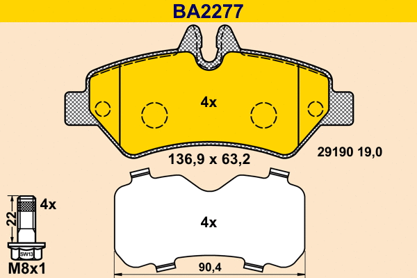 Kit de plaquettes de frein, frein à disque BARUM BA2277