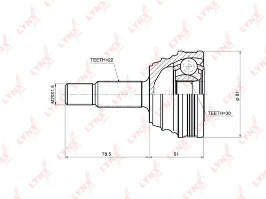 Jeu de joints, arbre de transmission LYNXAUTO CO-8011A