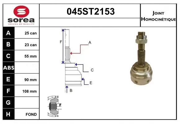 Jeu de joints, arbre de transmission STARTCAR 045ST2153