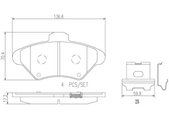 Kit de plaquettes de frein, frein à disque BREMBO P24095N