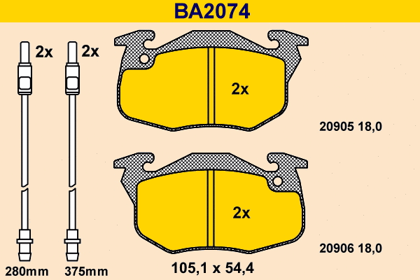Kit de plaquettes de frein, frein à disque BARUM BA2074