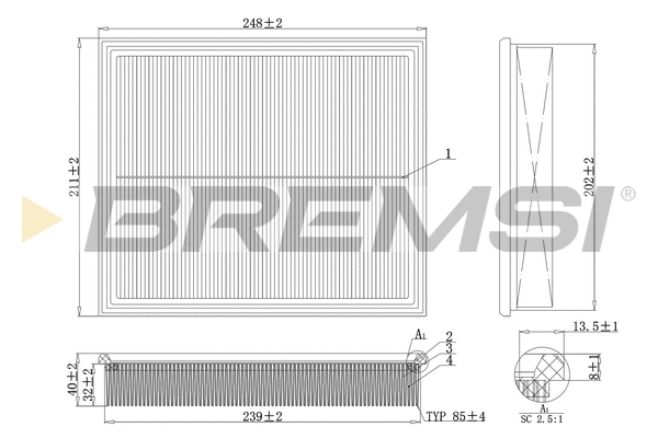 Filtre à air BREMSI FA2128