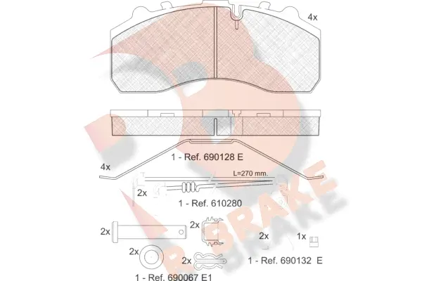 Kit de plaquettes de frein, frein à disque R BRAKE RB1194-118