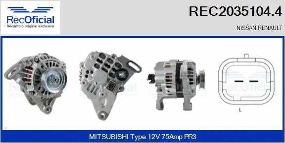 Alternateur RECOFICIAL REC2035104.4