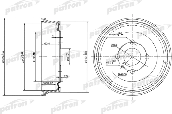Tambour de frein PATRON PDR1551