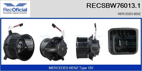 Pulseur d'air habitacle RECOFICIAL RECSBW76013.1