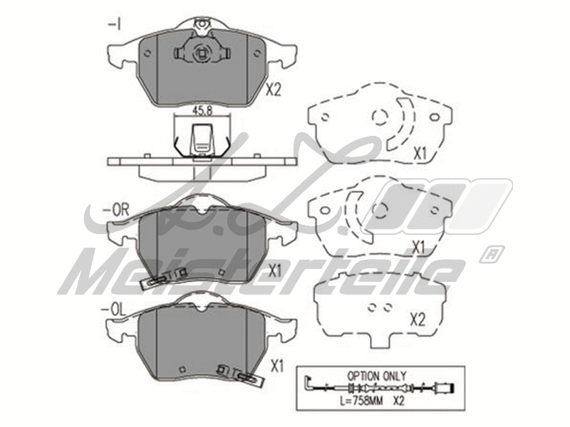 Kit de plaquettes de frein, frein à disque A.Z. Meisterteile AZMT-44-022-2162