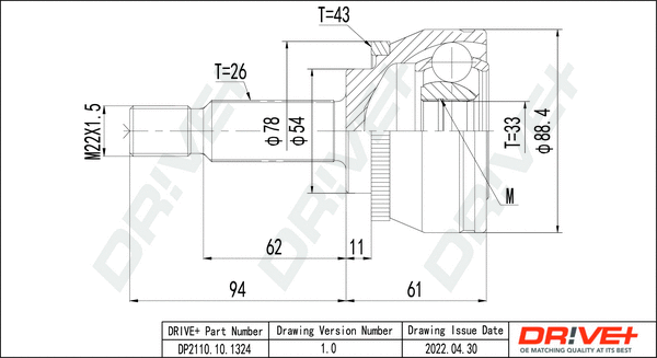 Jeu de joints, arbre de transmission Dr!ve+ DP2110.10.1324