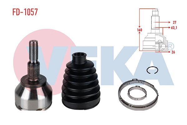 Jeu de joints, arbre de transmission VEKA FD-1057