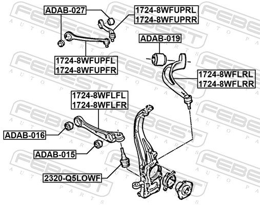 Bras de liaison, suspension de roue FEBEST 1724-8WFLFR