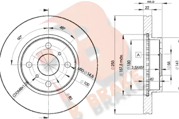 Disque de frein R BRAKE 78RBD22550