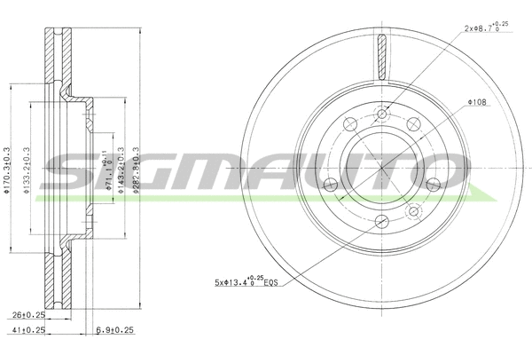 Disque de frein SIGMAUTO DBB132V