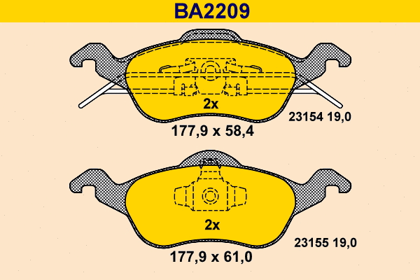 Kit de plaquettes de frein, frein à disque BARUM BA2209