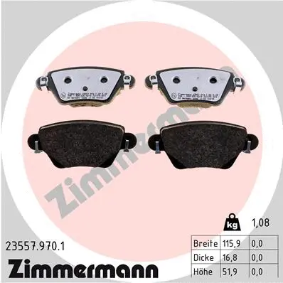 Kit de plaquettes de frein, frein à disque ZIMMERMANN 23557.970.1