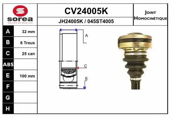 Jeu de joints, arbre de transmission EAI CV24005K