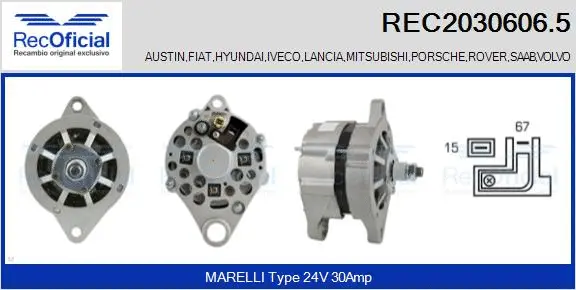 Alternateur RECOFICIAL REC2030606.5
