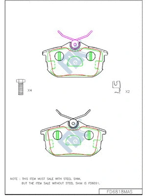 Kit de plaquettes de frein, frein à disque FBK FD6818MAS