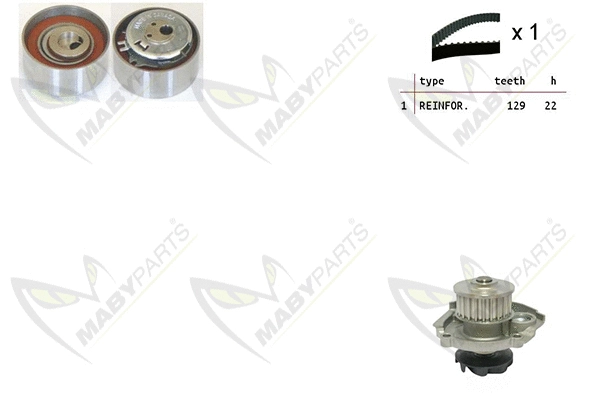 Pompe à eau + kit de courroie crantée MABYPARTS OBKWP0050