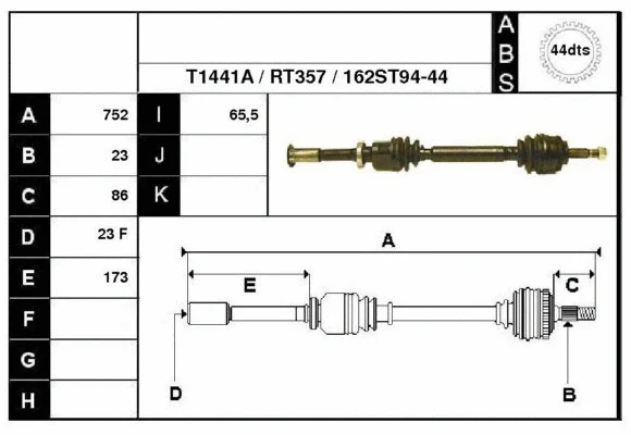 Arbre de transmission Technika 38162A