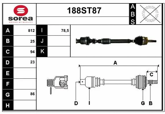 Arbre de transmission STARTCAR 188ST87