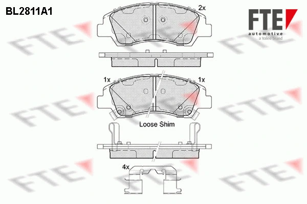 Kit de plaquettes de frein, frein à disque FTE 9011001