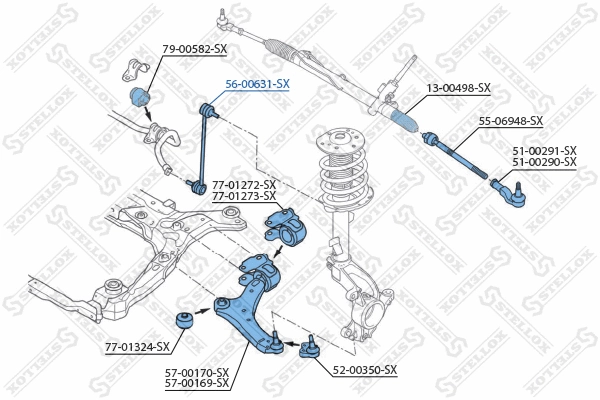 Entretoise/tige, stabilisateur STELLOX 56-00631-SX