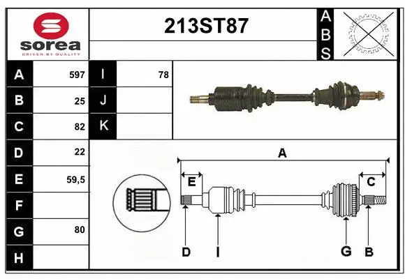 Arbre de transmission STARTCAR 213ST87
