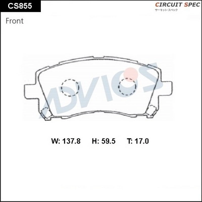 Kit de plaquettes de frein, frein à disque ADVICS CS855