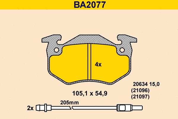 Kit de plaquettes de frein, frein à disque BARUM BA2077
