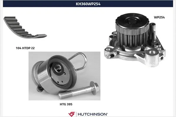 Pompe à eau + kit de courroie crantée HUTCHINSON KH 360WP254